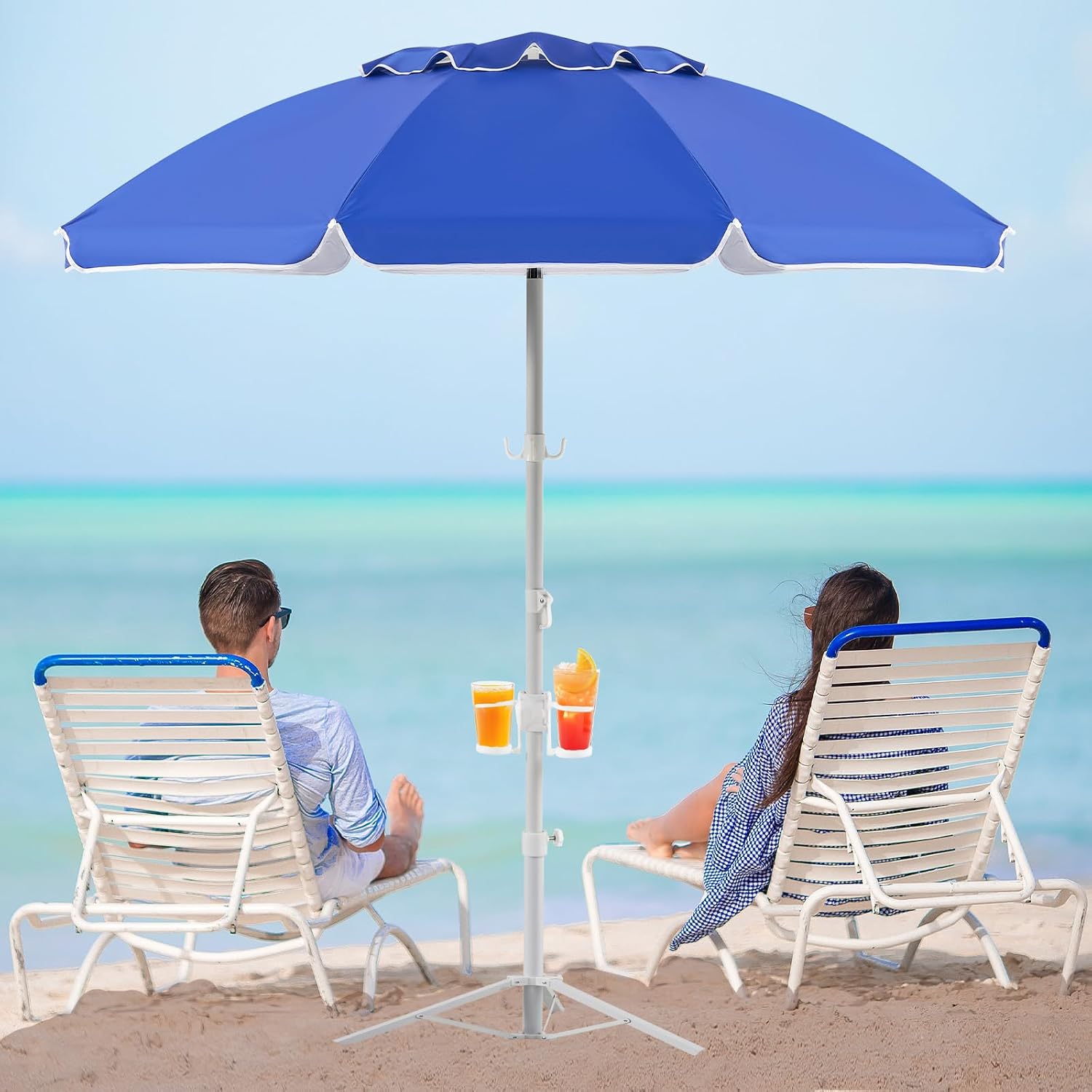 Outdoor Sports Umbrella - 6,5ft draagbare paraplu met standaard, opvouwbare